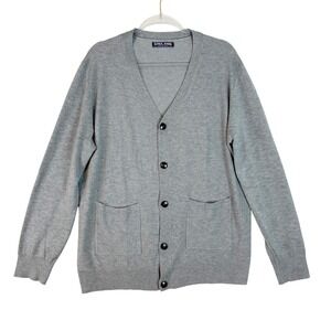 PJ‎ Paul Jones Men's Gray Cardigan Sweater V-Neck Button Front Sz L Grunge